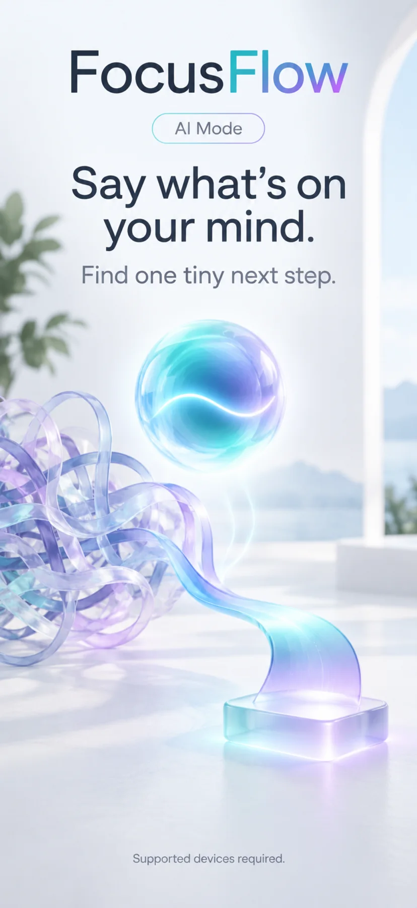Concept artwork: a tangled ribbon becomes one clear, flowing next step
